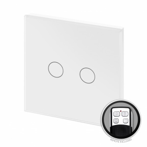 Crystal PG LED Dimmer Touch & Remote Light Switch 2 Gang White Glass | LED Compatible